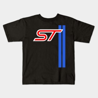 Ford ST - sports technologies performance blue racing stripe Kids T-Shirt